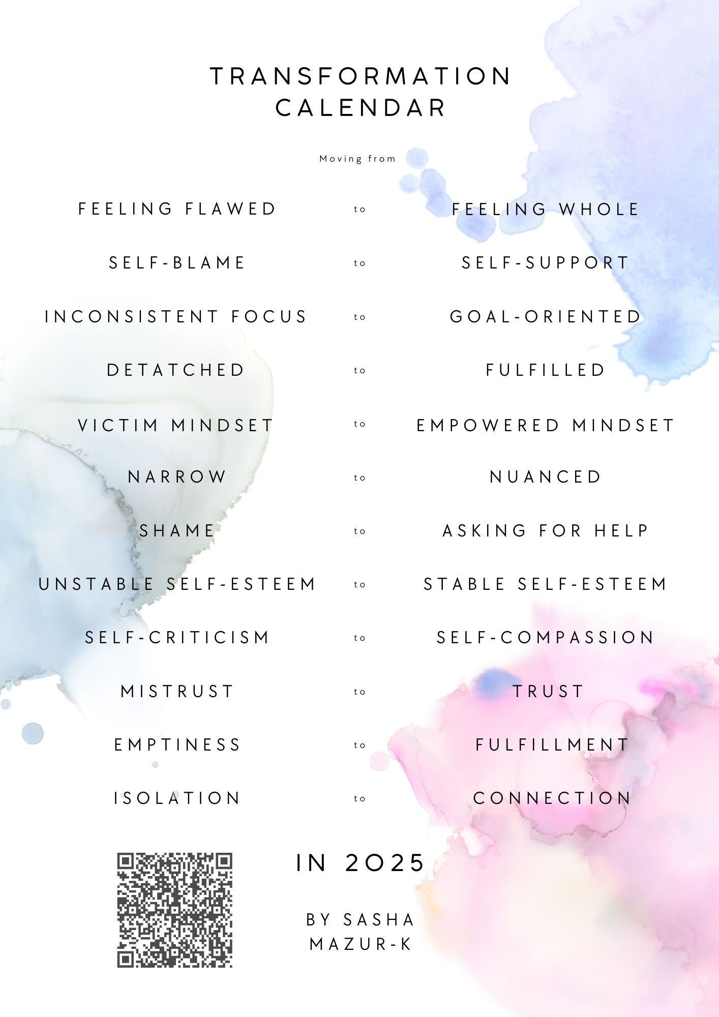 2025 Transformation Calendar. Digital version